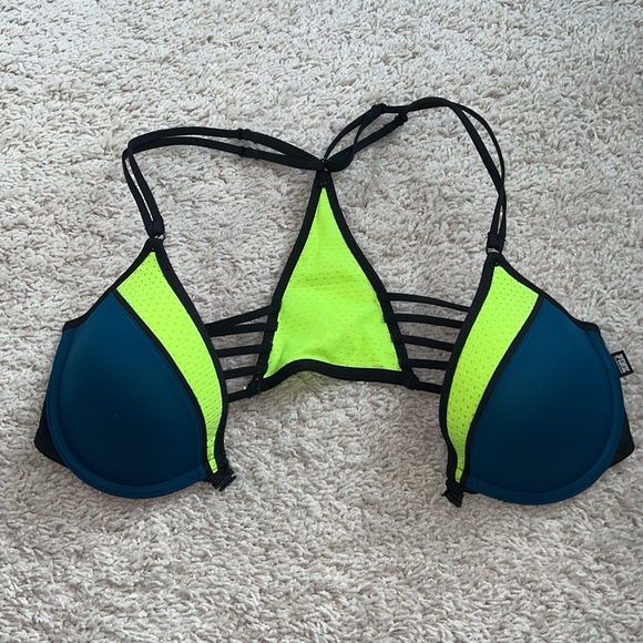 VS PINK Racerback Bra - Navy & Neon - Picture 3 of 4